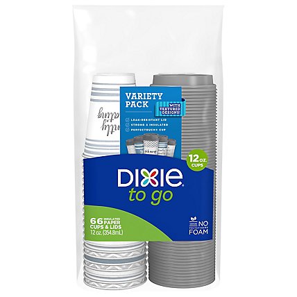 Dixie Paper Cups & Lid To Go Printed 12 Ounce - 64 Count - Image 3