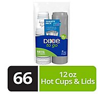 Dixie Paper Cups & Lid To Go Printed 12 Ounce - 64 Count