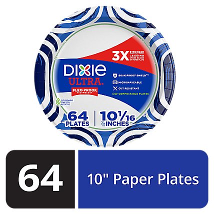 Dixie Ultra Paper Plates Printed 10 1/16 Inch - 64 Count - Image 1