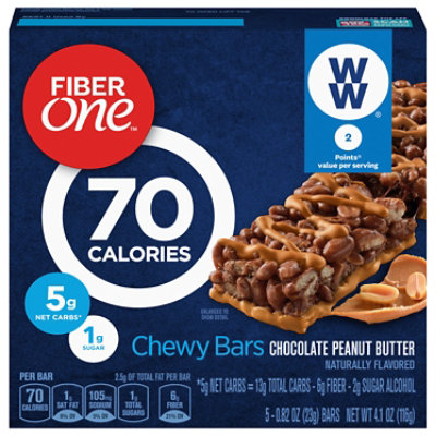 Fiber One Chewy Bars 90 Calories Chocolate Peanut Butter - 5-0.82 Oz