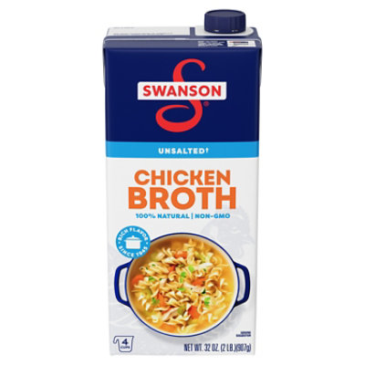 Swanson 100% Natural Unsalted Chicken Broth - 32 Oz - Image 1