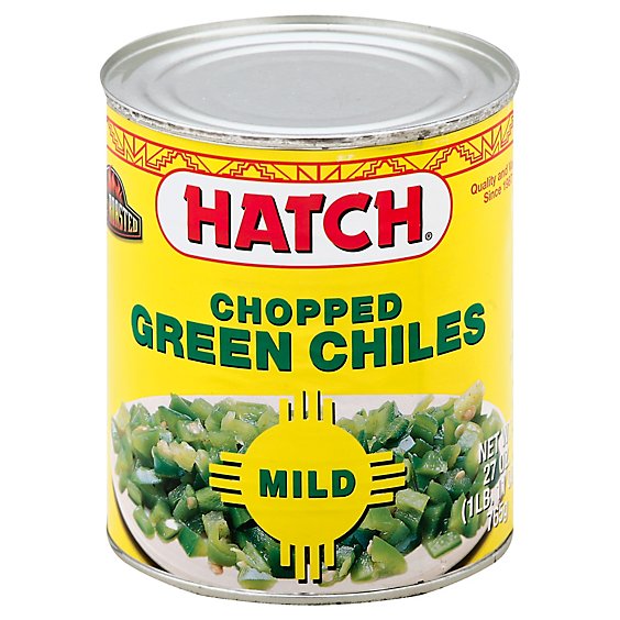 HATCH Select Green Chiles Gluten Free Chopped Fire-Roasted Mild Can - 27 Oz