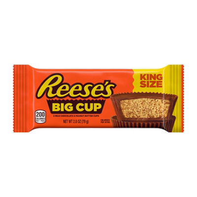 Reeses Big Cup Milk Chocolate King Size Peanut Butter Cups Candy Pack - 2.8 Oz - Image 1