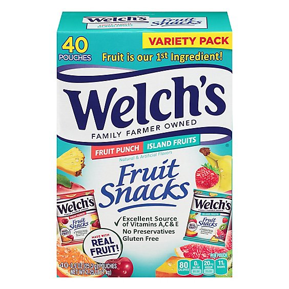 Welchs Fruit Snacks Fruit Punch And Island Fruits Combo Pack 40 Count - 36 Oz