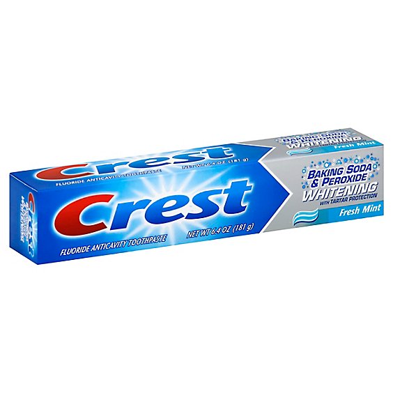 Crest Toothpaste Fluoride Anticavity Baking Soda & Peroxide Whitening Fresh Mint - 6.4 Oz