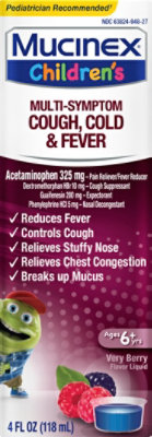 Mucinex Childrens Cold Cough and Fever Medicine Multi Symptom Liquid Very Berry - 4 Fl. Oz. - Image 2