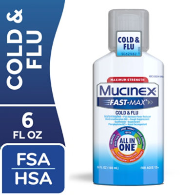 Mucinex Fast-Max Cold & Flu Medicine All in One Maximum Strength Liquid - 6 Fl. Oz - Image 1