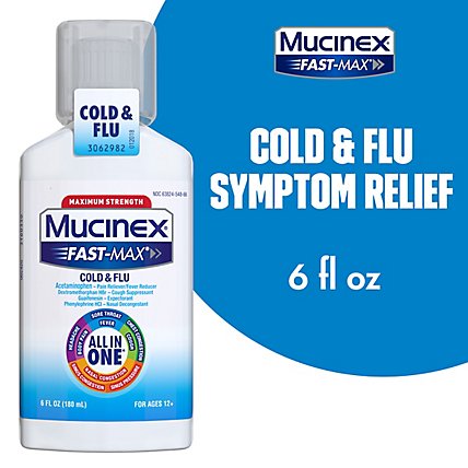 Mucinex Fast-Max Cold & Flu Medicine All in One Maximum Strength Liquid - 6 Fl. Oz - Image 1