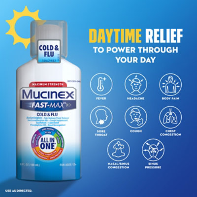 Mucinex Fast-Max Cold & Flu Medicine All in One Maximum Strength Liquid - 6 Fl. Oz - Image 5