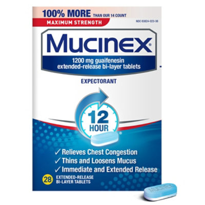 Mucinex Expectorant Chest Congestion 12 Hour Relief Maximum Strength Tablets - 28 Count - Image 2