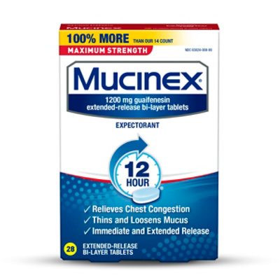 Mucinex Expectorant Chest Congestion 12 Hour Relief Maximum Strength Tablets - 28 Count - Image 3