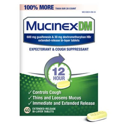 Mucinex DM Expectorans & Cough Suppressant 12 Hours Relief Extended Release Tablets - 40 Count - Image 2