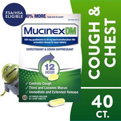 Mucinex DM Expectorans & Cough Suppressant 12 Hours Relief Extended Release Tablets - 40 Count - Image 2