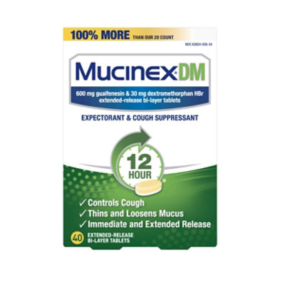 Mucinex DM Expectorans & Cough Suppressant 12 Hours Relief Extended Release Tablets - 40 Count - Image 3