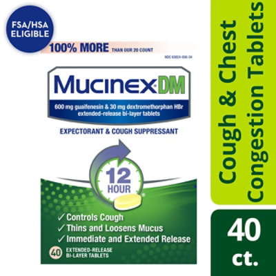 Mucinex Dm Expectorans Cough Suppressant 12 Hours Relief Extended Release Tablets 40 Count Randalls