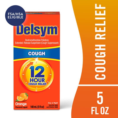 Delsym Cough Suppressant Cough Relief 12 Hour Orange Flavored - 5 Fl. Oz. - Image 2