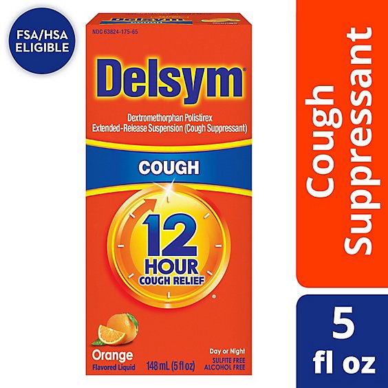 Delsym Cough Suppressant Cough Relief 12 Hour Orange Flavored - 5 Fl. Oz.