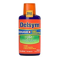 Delsym Cough + Chest Congestion Medicine DM Max Strength Cherry Flavored - 6 Fl. Oz. - Image 2