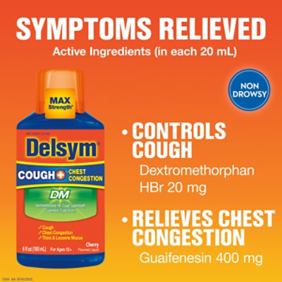 Delsym Cough + Chest Congestion Medicine DM Max Strength Cherry Flavored - 6 Fl. Oz. - Image 5