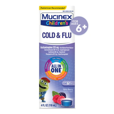 Mucinex Childrens Cold Cough & Sore Throat Medicine Multi Symptom Liquid Mixed Berry - 4 Fl. Oz. - Image 2