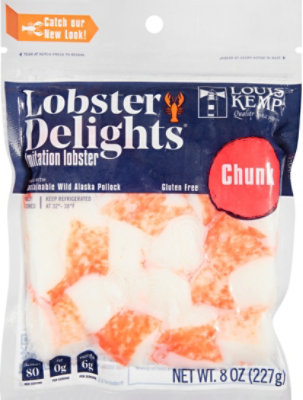 Louis Kemp Lobster Delights Imitation Lobster Meat Chunk Style Fat Free - 8 Oz - Image 1