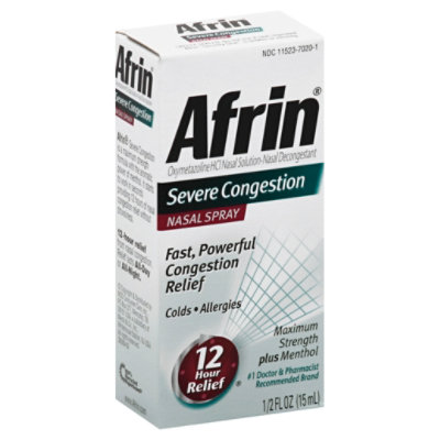 Afrin Nasal Spray Severe Congestion Maximum Strength - 0.5 Fl. Oz.