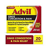 Advil Ibuprofen Tablets 200mg Sinus Congestion & Pain Non-Drowsy Coated - 20 Count - Image 2