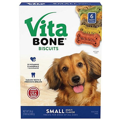 Vita Bone Dog Treats Biscuit Small Flavors Box 6 Count - 24 Oz