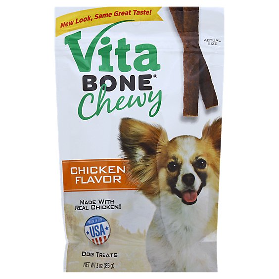 Vita Bone Dog Treats Chewy Chicken Flavor Pouch - 3 Oz