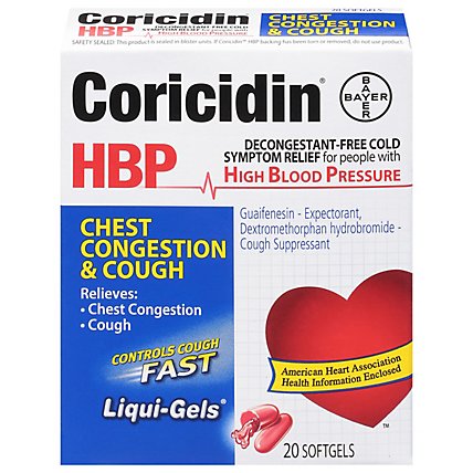 Coricidin HBP Chest Congestion & Cough Liqui-Gels Softgels - 20 Count - Image 1