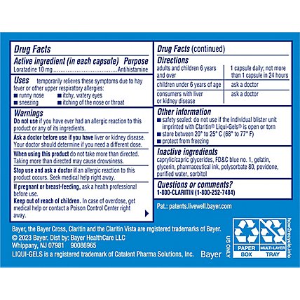Claritin Antihistamine Liqui-Gels Indoor & Outdoor Allergies 10mg - 30 Count - Image 5