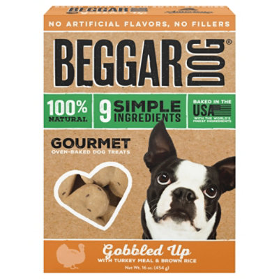 Beggar Dog Biscuits Dog Treat Gobbled Up Oven Baked With Turkey Meal & Rice Box - 16 Oz - Image 1