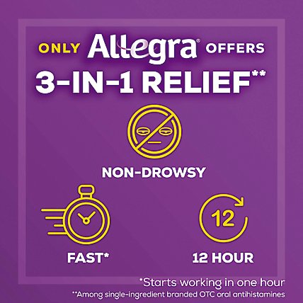 Allegra Allergy Antihistamine Tablets 12 Hour 60mg Non-Drowsy - 24 Count - Image 3