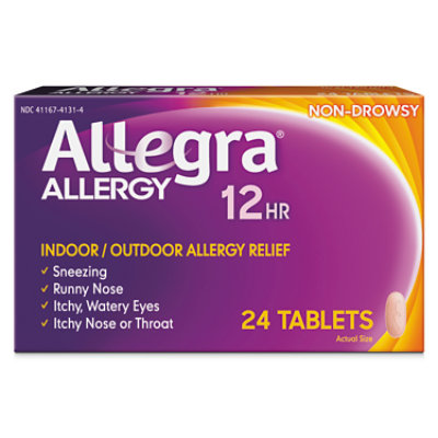 Allegra Allergy Antihistamine Tablets 12 Hour 60mg Non-Drowsy - 24 ...