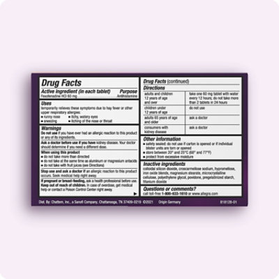 Allegra Adult 12HR Non-Drowsy Antihistamine Allergy Tablets - 24 Count - Image 2