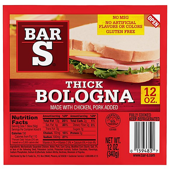 Bar-S Bologna Thick - 12 Oz
