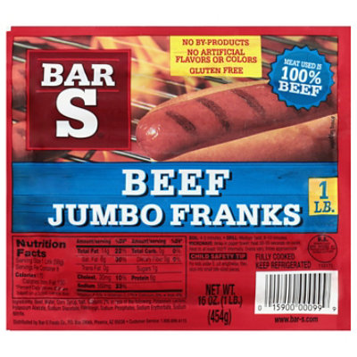 Bar-S Franks Premium Beef Jumbo - 16 Oz - Image 1