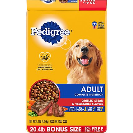 Pedigree Dog Food Dry For Adult Complete Nutrition Grilled Steak & Vegetable - 20.4 Lb - Image 2
