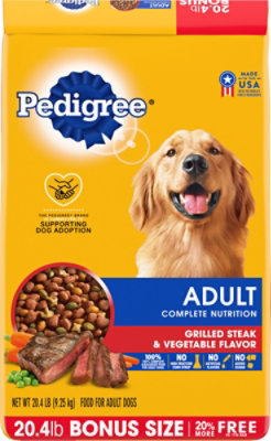 Pedigree Dog Food Dry For Adult Complete Nutrition Grilled Steak & Vegetable - 20.4 Lb - Image 2
