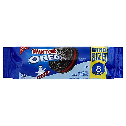 OREO Cookies Sandwich Chocolate Red Creme Winter Cookies King Size - 4.0 Oz - Image 1