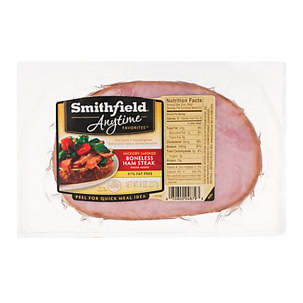 Smithfield Anytime Favorites Ham Steak Boneless Hickory Smoked 97% Fat Free - 8 Oz - Image 2