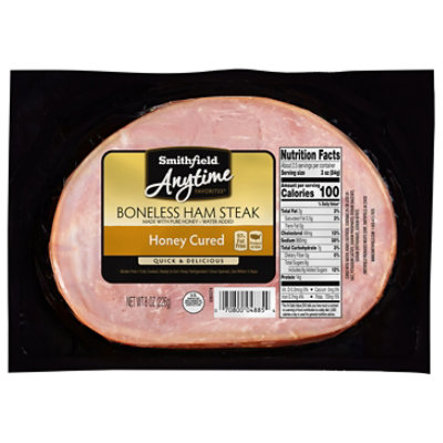 Smithfield Anytime Favorites Ham Steak Boneless Honey Cured 97% Fat ...