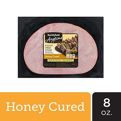 Smithfield Anytime Favorites Ham Steak Boneless Honey Cured 97% Fat Free - 8 Oz