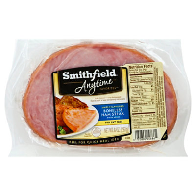 Smithfield Anytime Favorites Maple Flavored Boneless Ham Steak 8 Oz