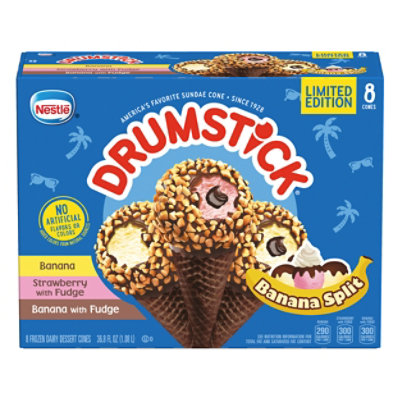 Drumstick Frozen Dairy Dessert Cones Peppermint - 8 Count