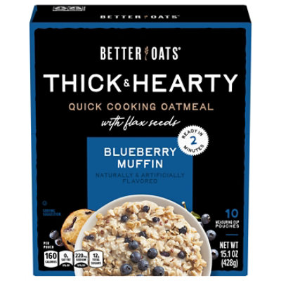 Better Oats Thick & Hearty Blueberry Muffin Quick Cooking Oatmeal With Flax Seeds - 15.1 Oz - Image 1