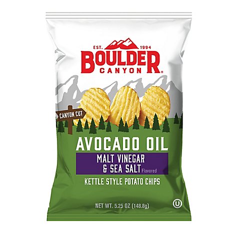 Boulder Canyon Potato Chips Kettle Cooked Malt Vinegar & Sea Salt Bag - 5.25 Oz