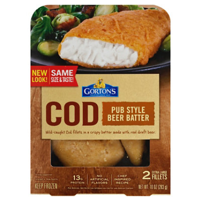 Gortons Fish Fillets Extra Large Cod Pub Style Beer Batter 2 Count - 10 Oz