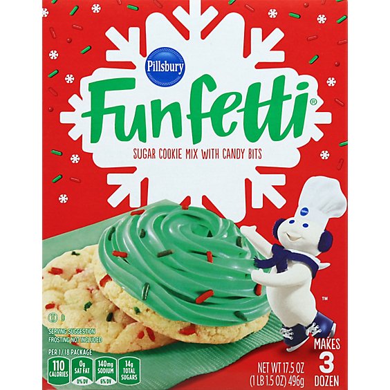 Pillsbury Funfetti Sugar Cookie Mix Holiday With Candy Bits - 17.5 Oz