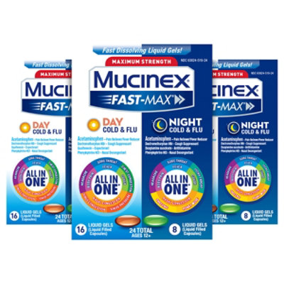 Mucinex Fast-Max Day & Night Cold & Flu Medicine All in One Liquid Gels - 24 Count - Image 2